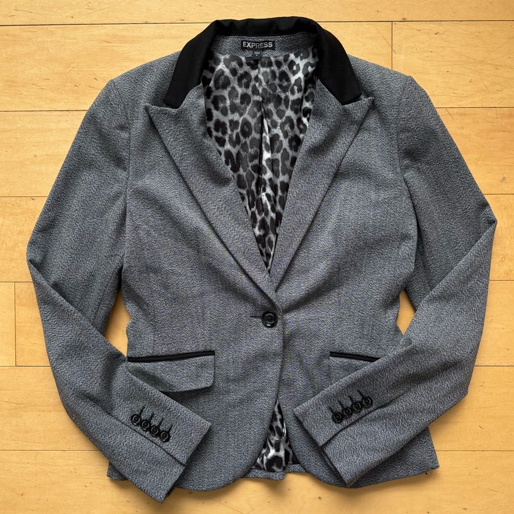 Express blazer suit jacket gray black, 8, formal, classic, business, work office